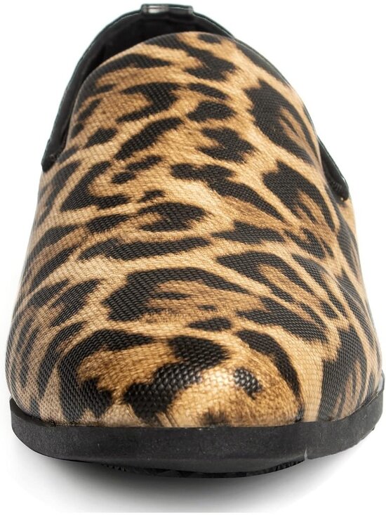 UUBARIS Men\'s Leopard Print Elegant Tuxedo Loafers Slip on Dress Formal Shoes